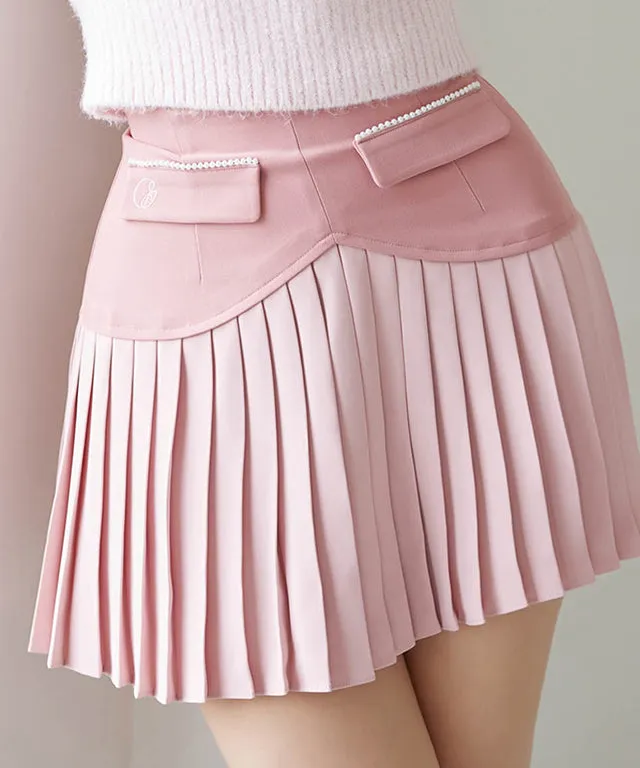 J.Jane Heart Shape Pleats Skirt - Pink