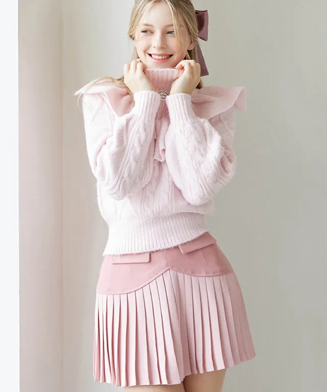 J.Jane Heart Shape Pleats Skirt - Pink