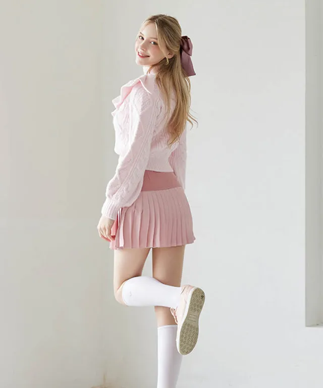 J.Jane Heart Shape Pleats Skirt - Pink
