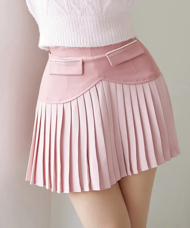 J.Jane Heart Shape Pleats Skirt - Pink