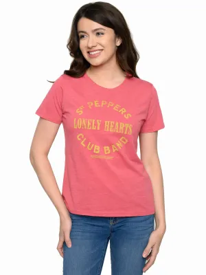 Juniors Beatles Sgt Peppers Club Band Lonely Hearts T-Shirt Heather Red