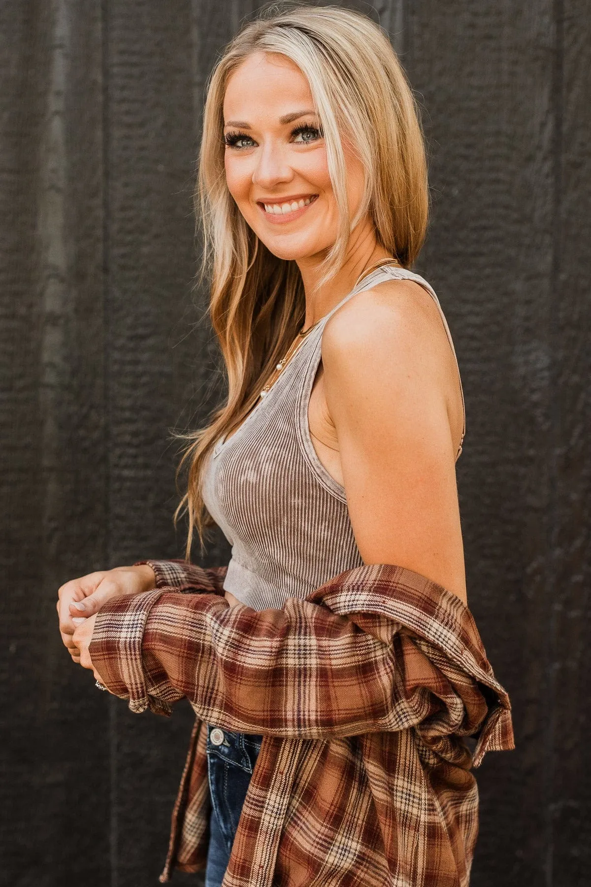 Just Perfect Cropped Tank Top- Mocha