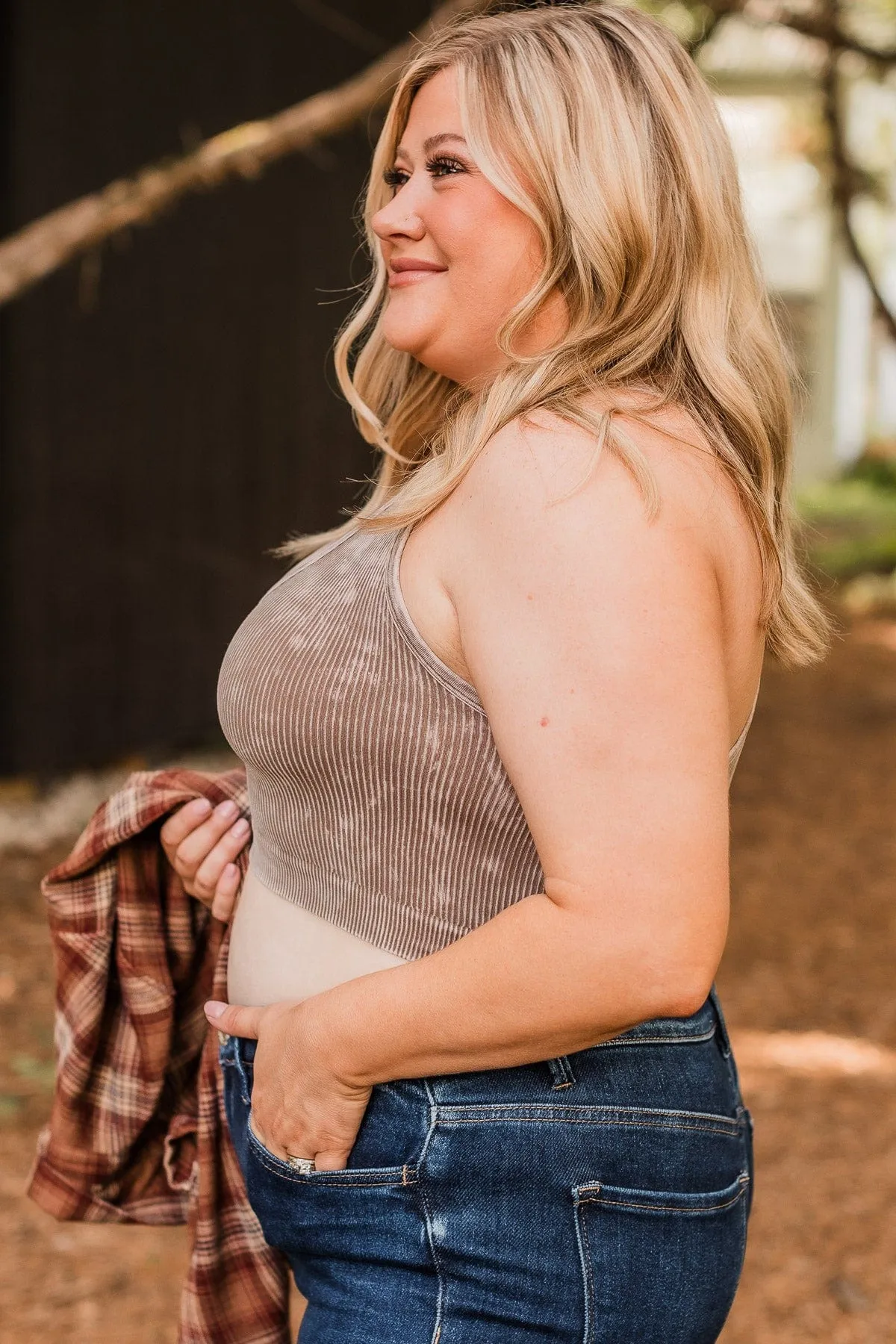 Just Perfect Cropped Tank Top- Mocha