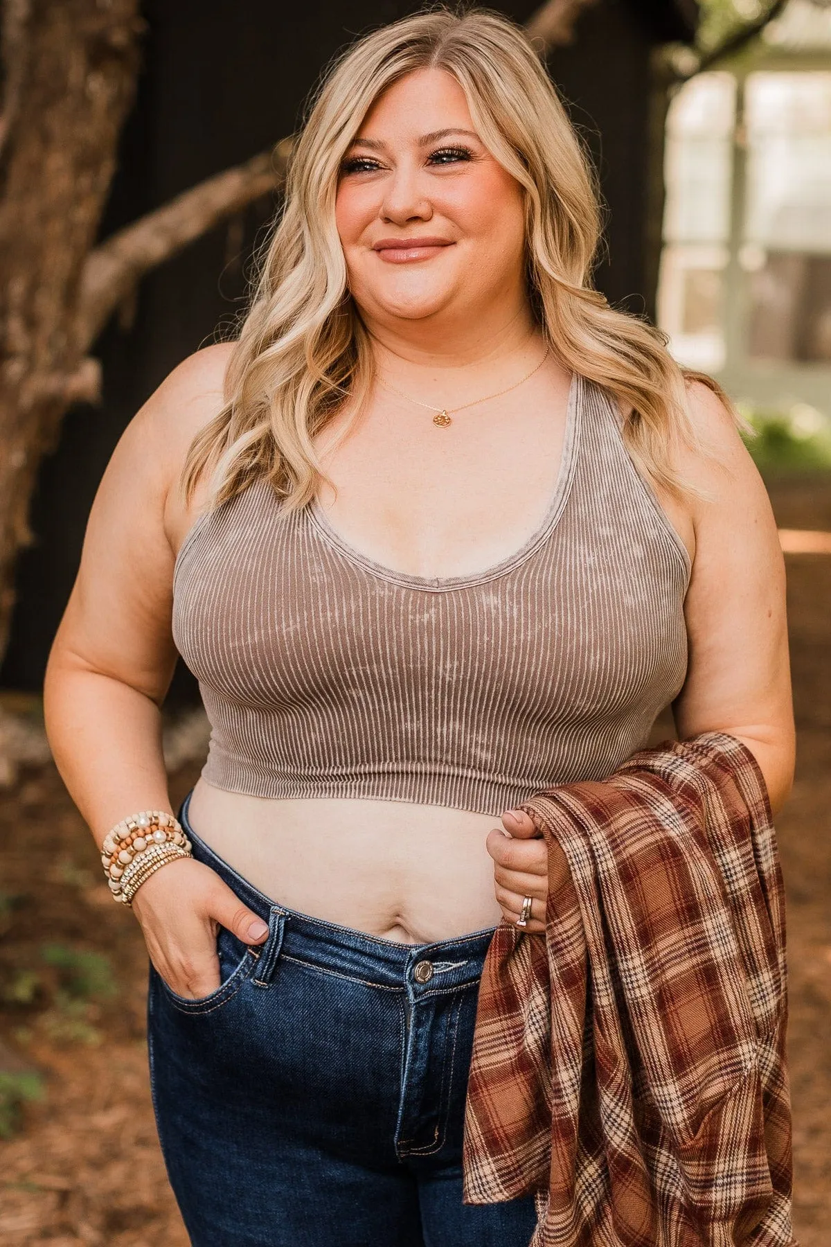 Just Perfect Cropped Tank Top- Mocha