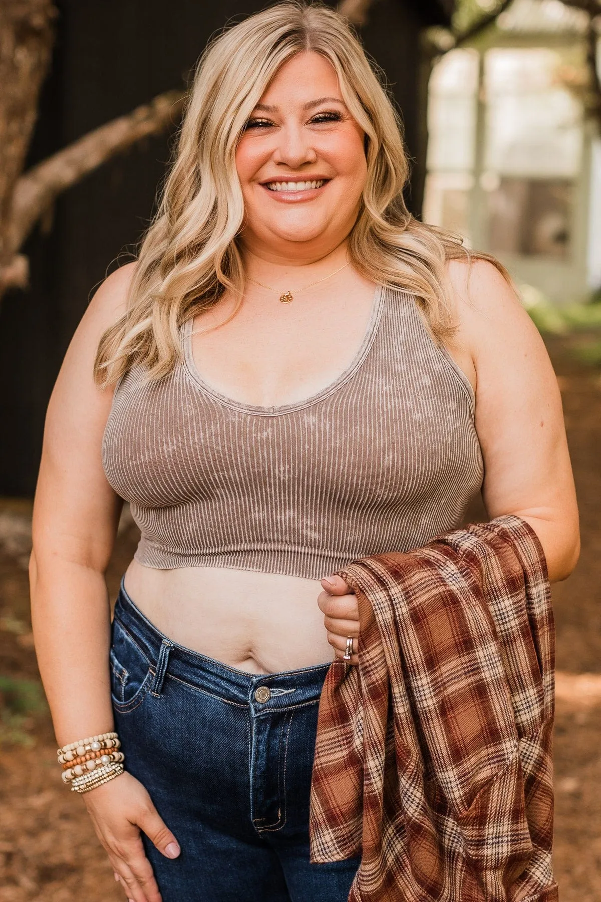 Just Perfect Cropped Tank Top- Mocha