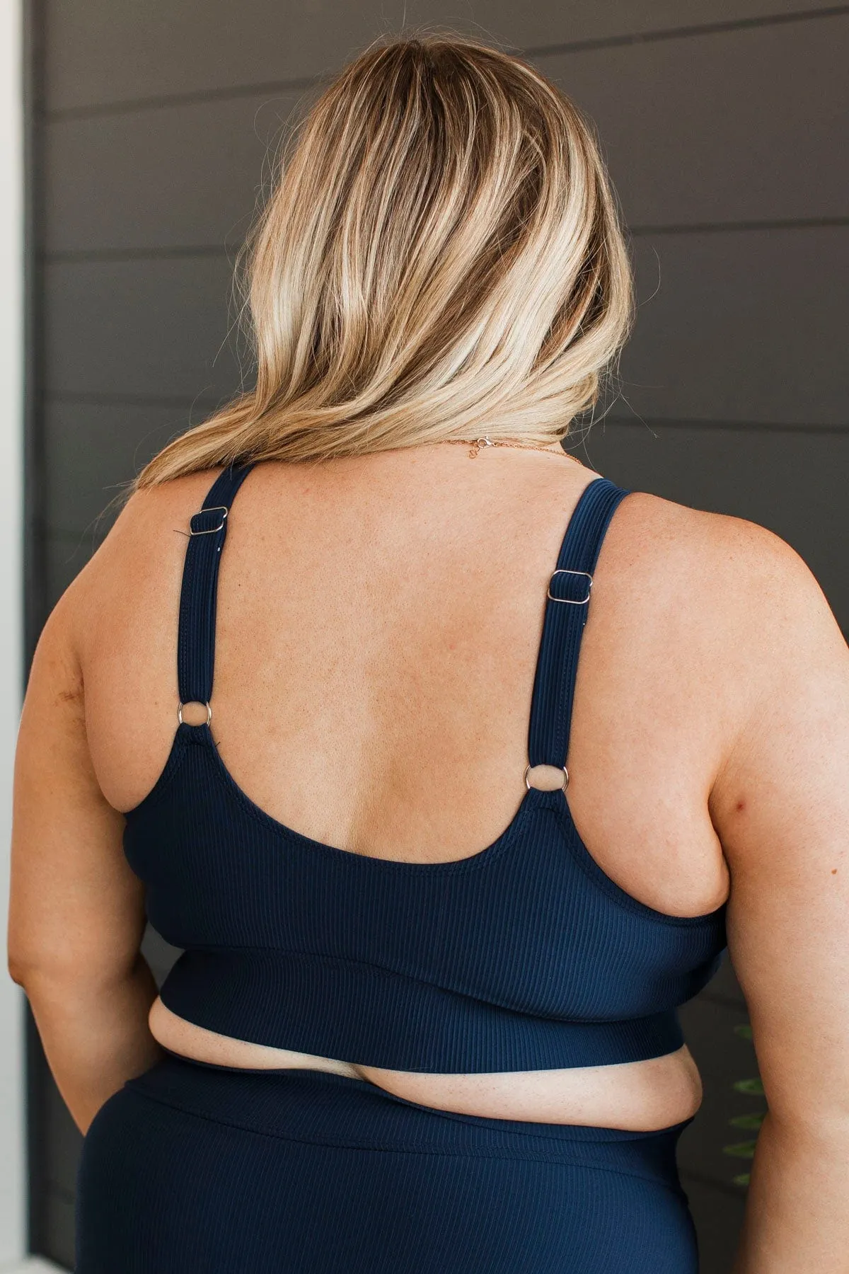 Kissed By The Sun Bikini Swim Top- Dark Navy Ribbed
