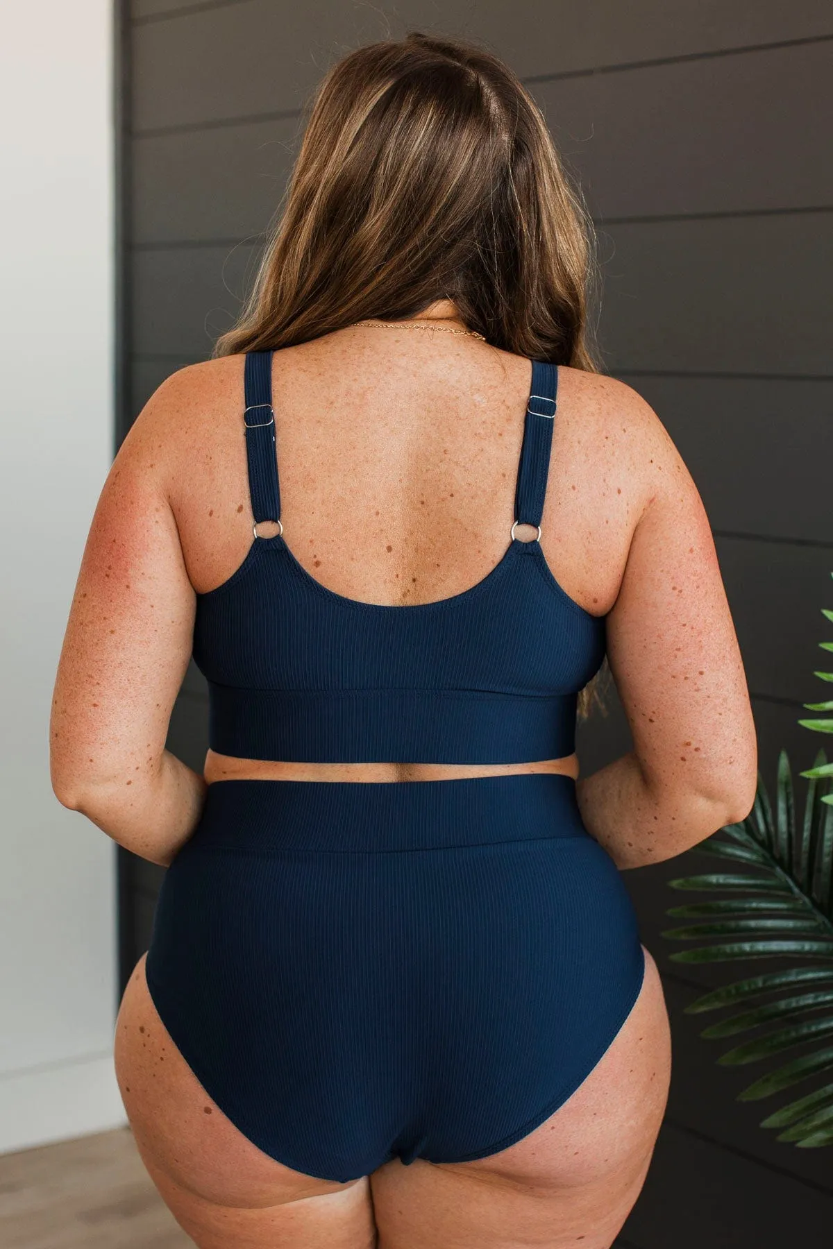 Kissed By The Sun Bikini Swim Top- Dark Navy Ribbed