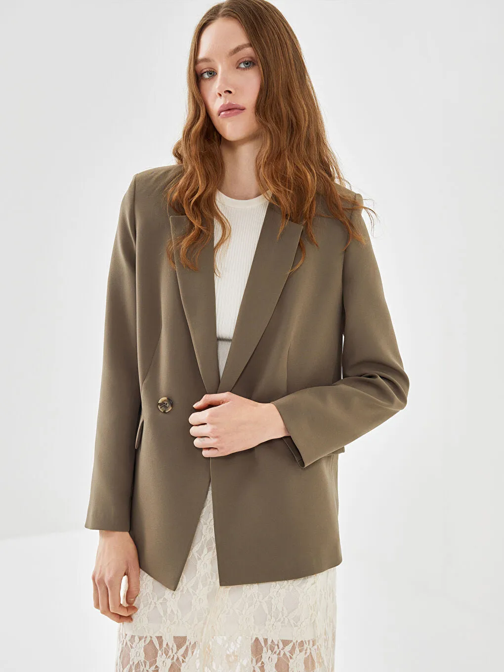 LCW Vision Khaki Women Blazer Jacket