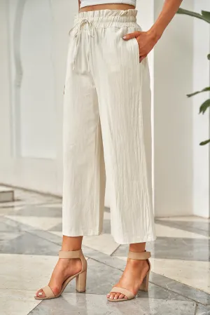Lenora Drawstring Paperbag Waist Wide Leg Pants