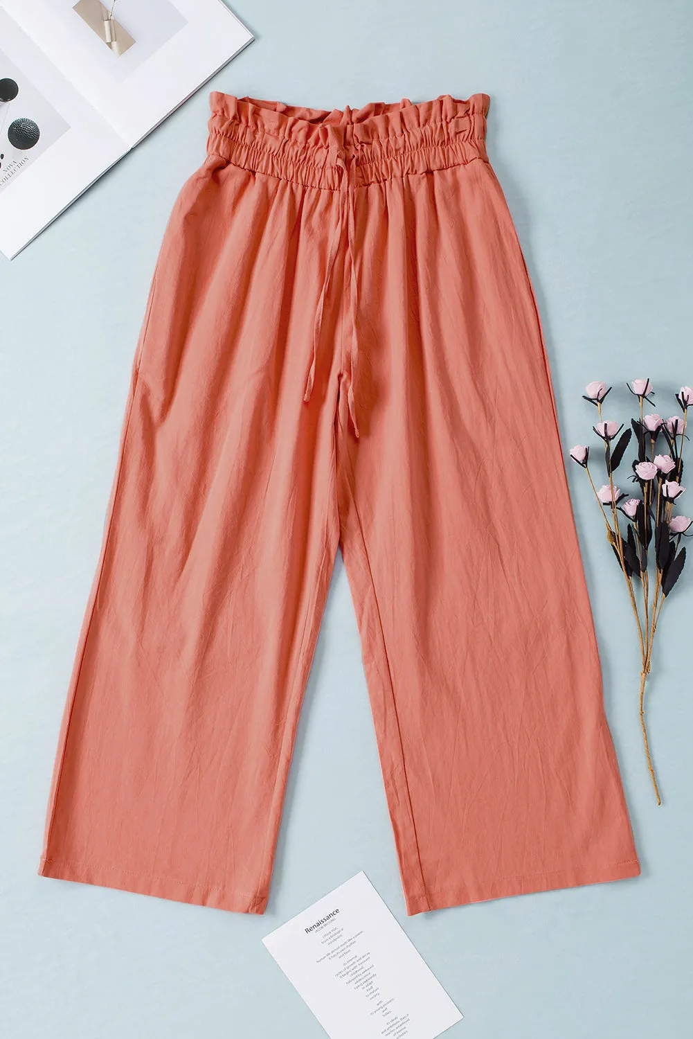 Lenora Drawstring Paperbag Waist Wide Leg Pants