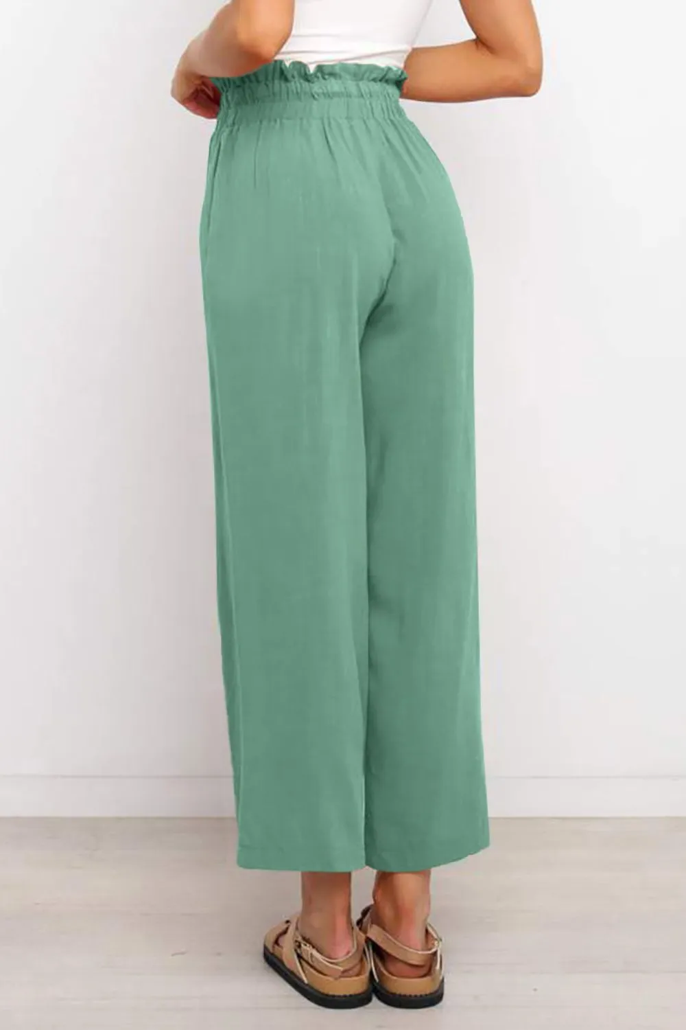 Lenora Drawstring Paperbag Waist Wide Leg Pants