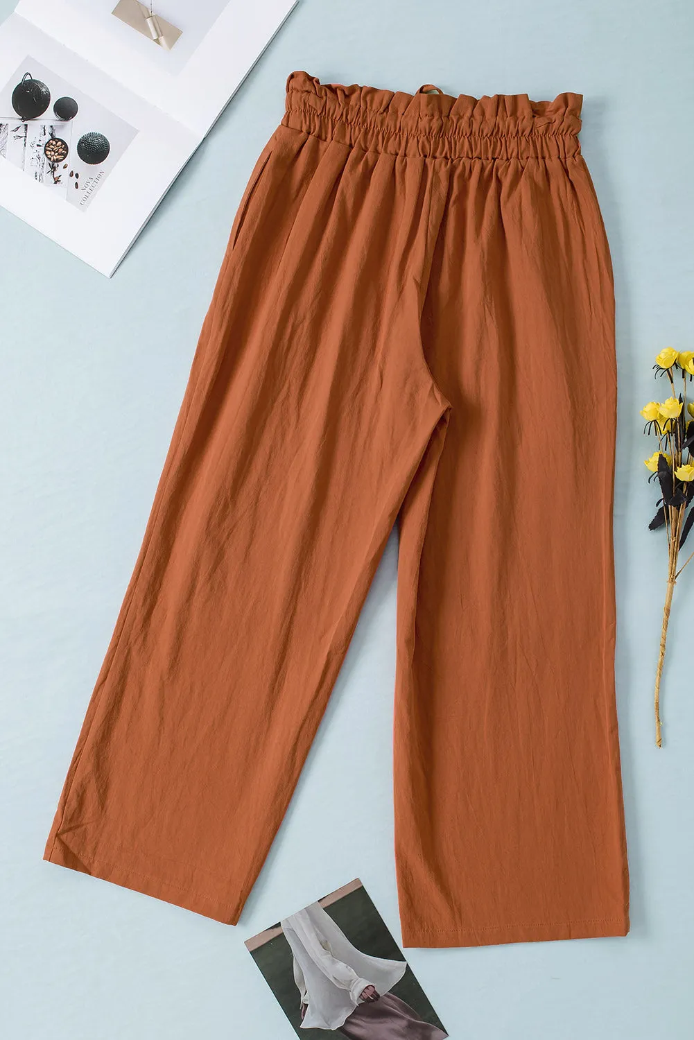 Lenora Drawstring Paperbag Waist Wide Leg Pants