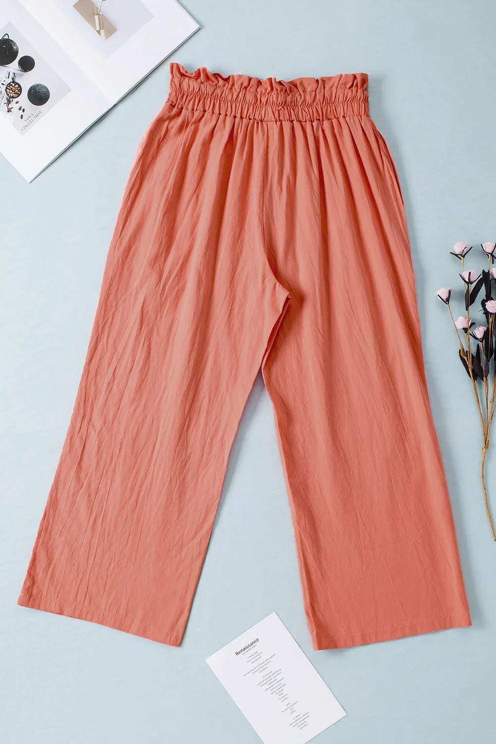 Lenora Drawstring Paperbag Waist Wide Leg Pants