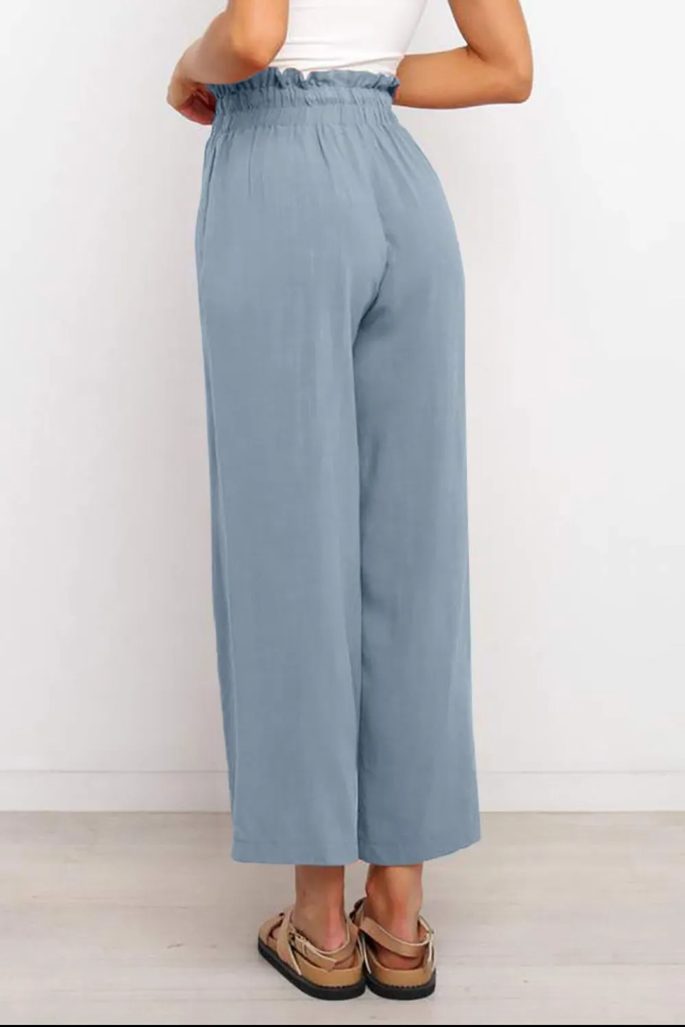 Lenora Drawstring Paperbag Waist Wide Leg Pants