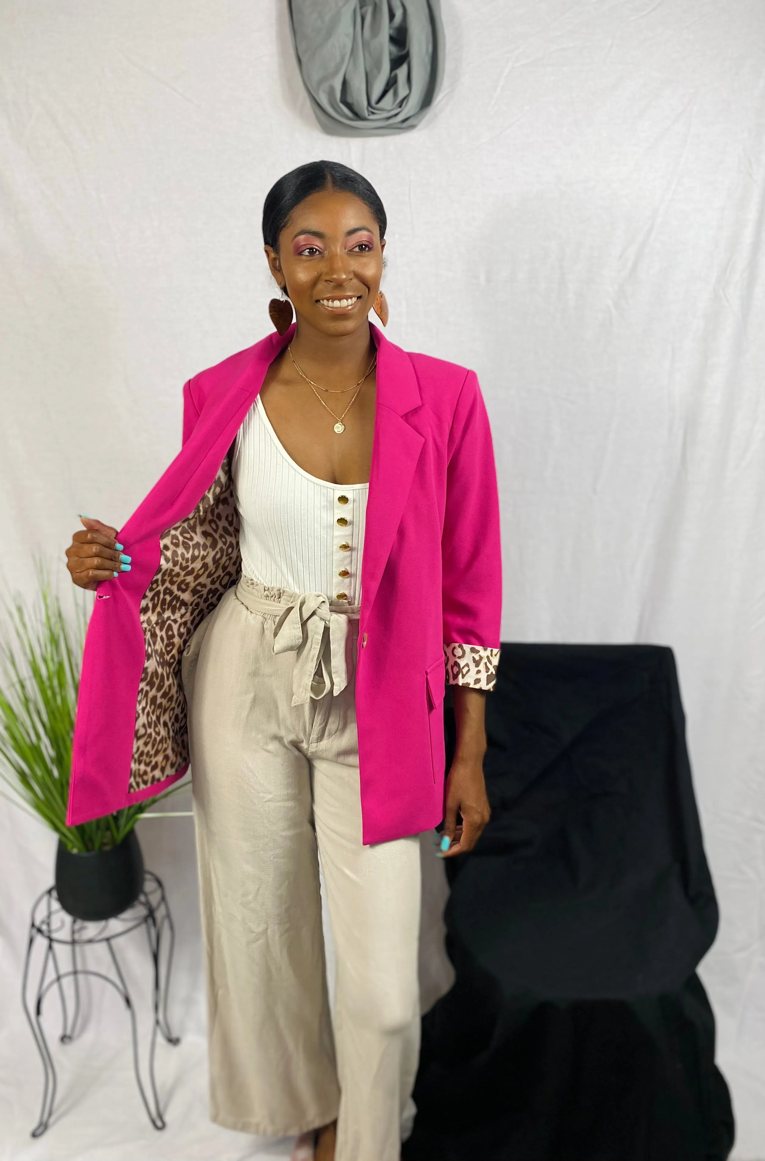 Leopard Cuffed Blazer