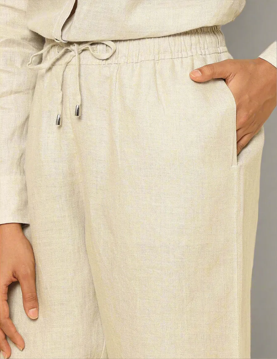 Linen Tapered Pants Beige