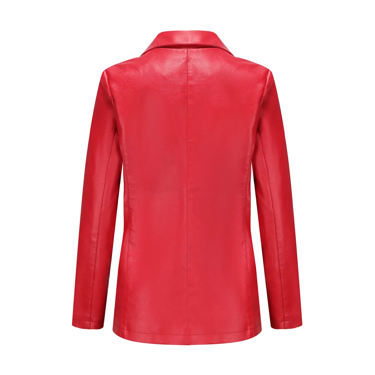 Long Sleeve Single Button PU Blazer