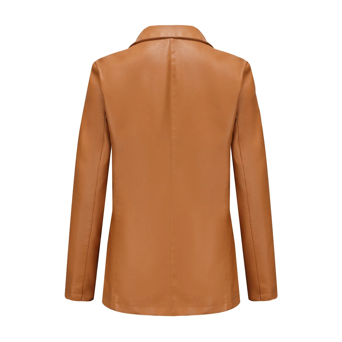 Long Sleeve Single Button PU Blazer