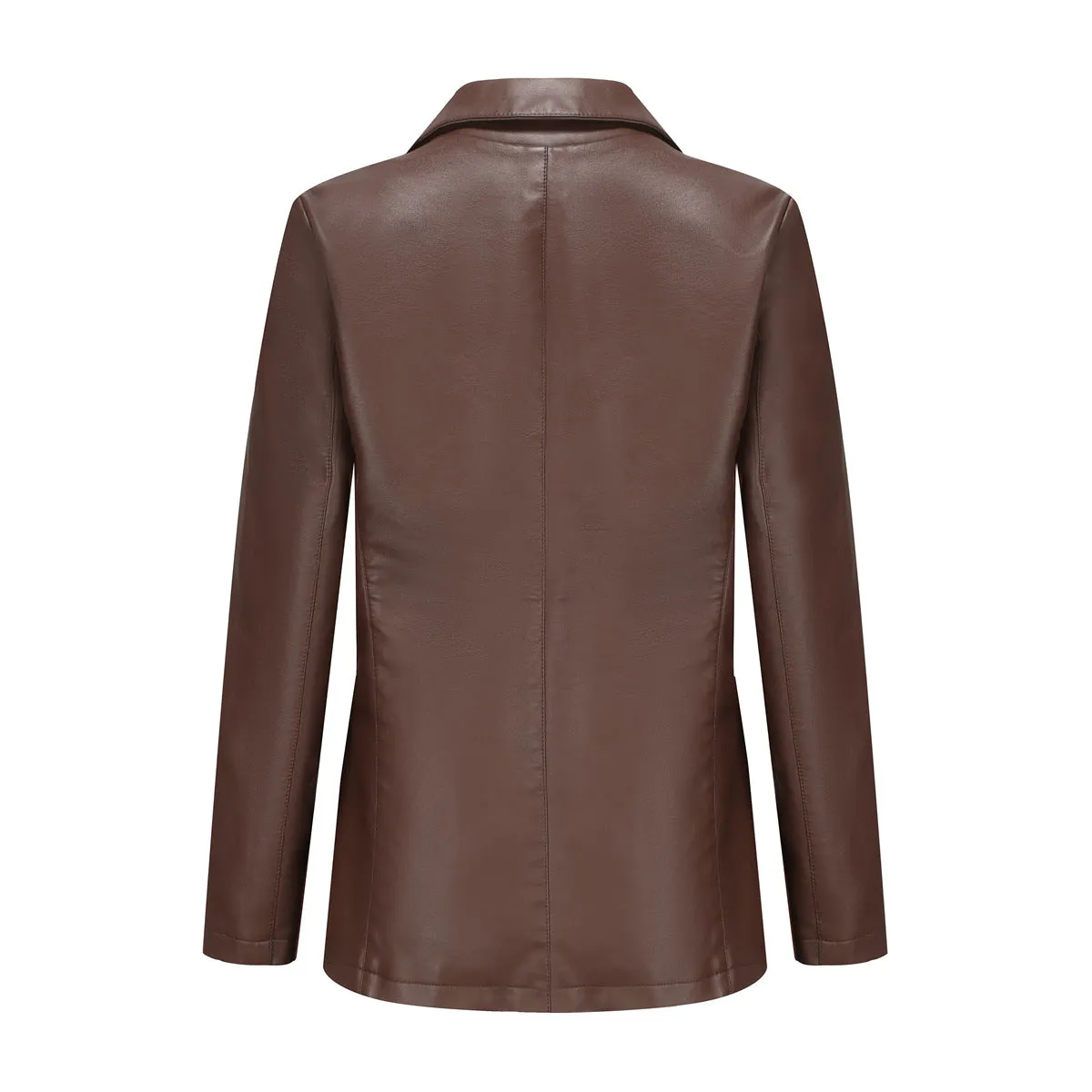 Long Sleeve Single Button PU Blazer