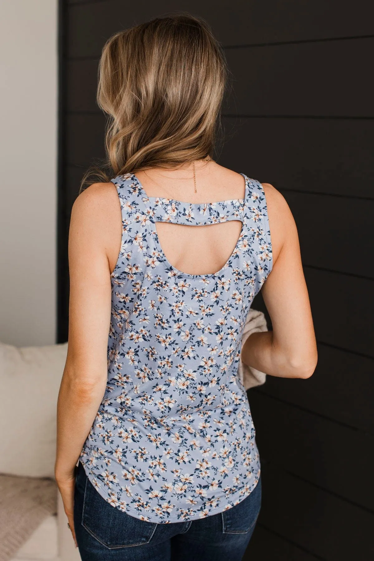 Look So Lovely Floral Tank Top- Powder Blue