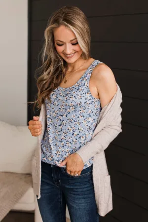 Look So Lovely Floral Tank Top- Powder Blue