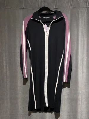 MARC CAIN SPORT Black Long Sleeve Cotton Stretch Half Zip Dress