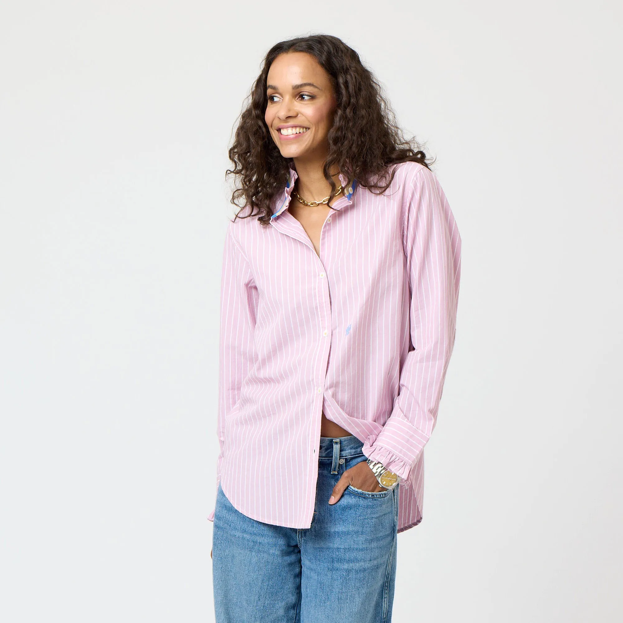 Mia Stripe Ruffle Shirt