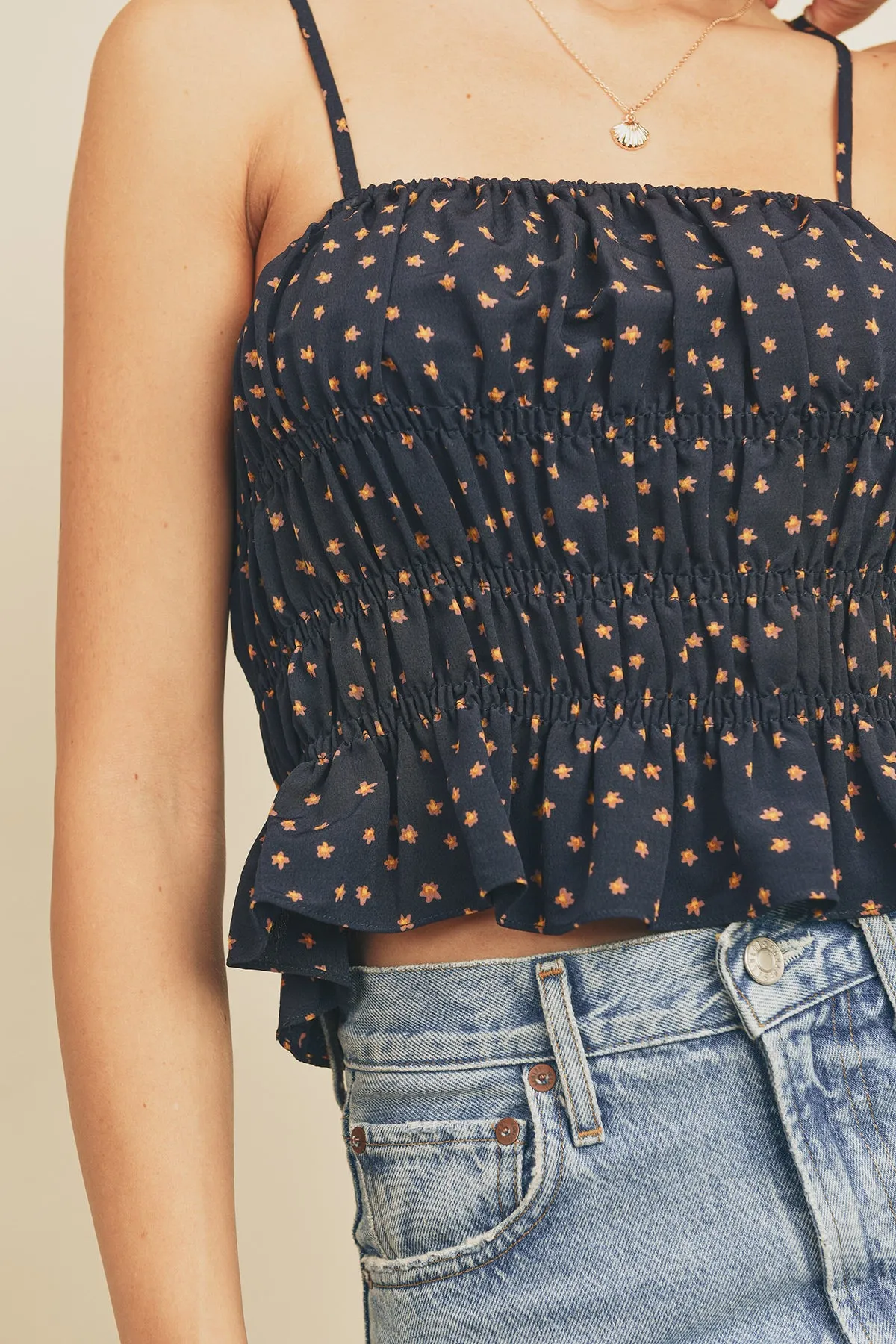 Midnight Summer Smocked Cami Top