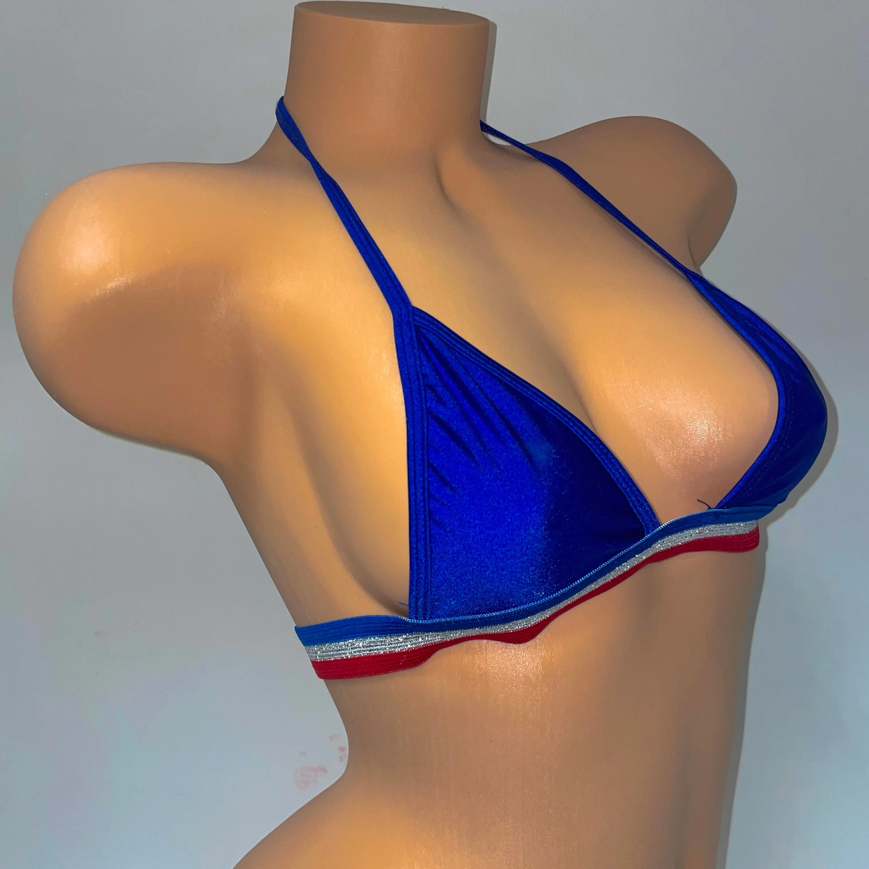 MULTI COLORED BAND BIKINI TOP