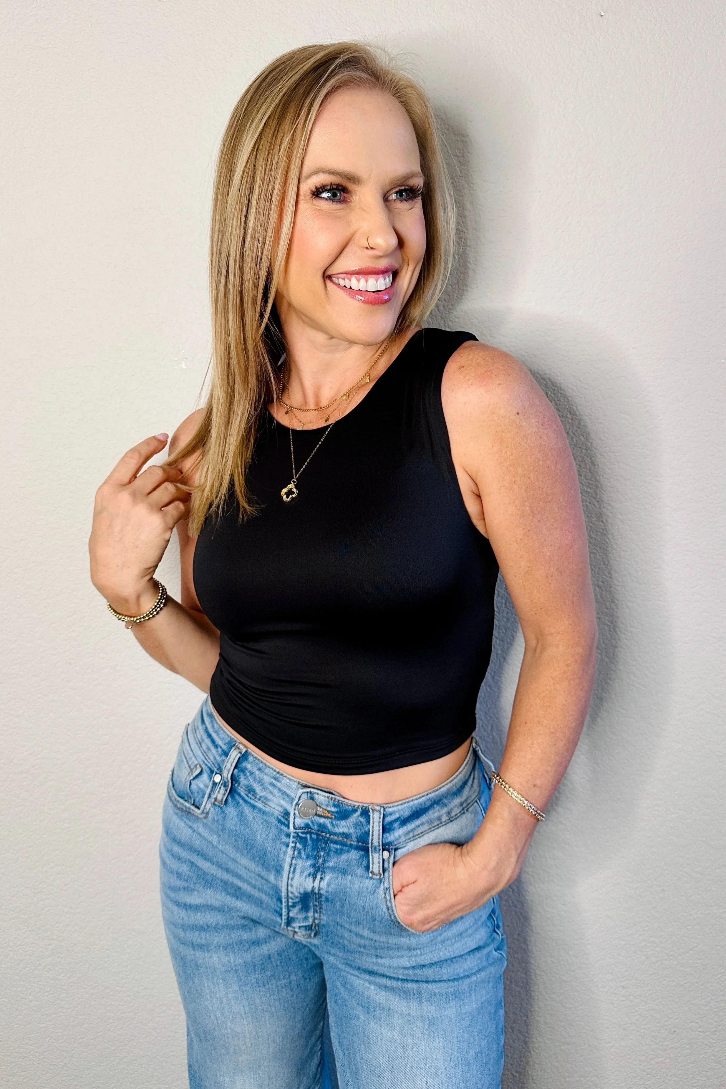 Natalia Solid Cropped Tank Top