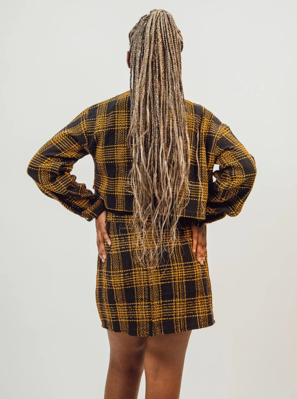 Native Youth OFI Mini Skirt in Check Boucle - Black