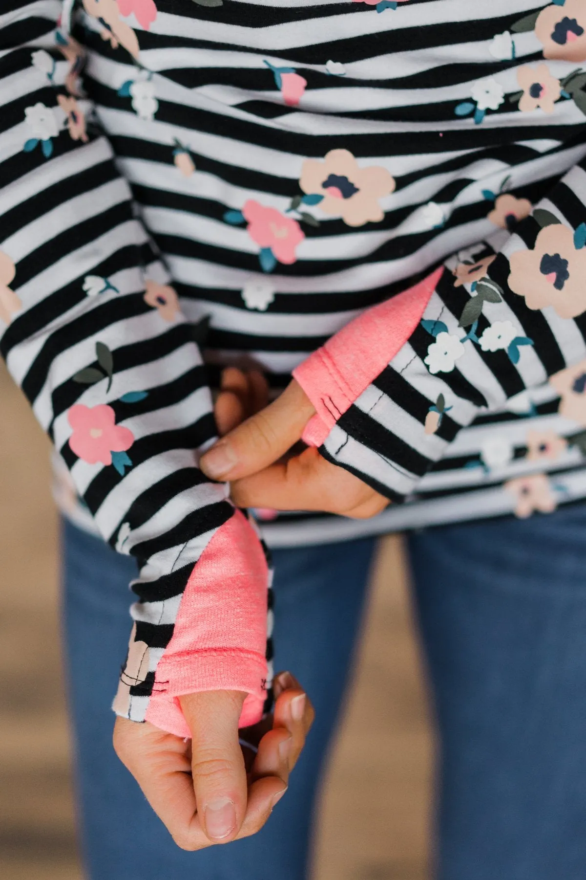 Neon Floral & Stripes Ampersand Double Hood
