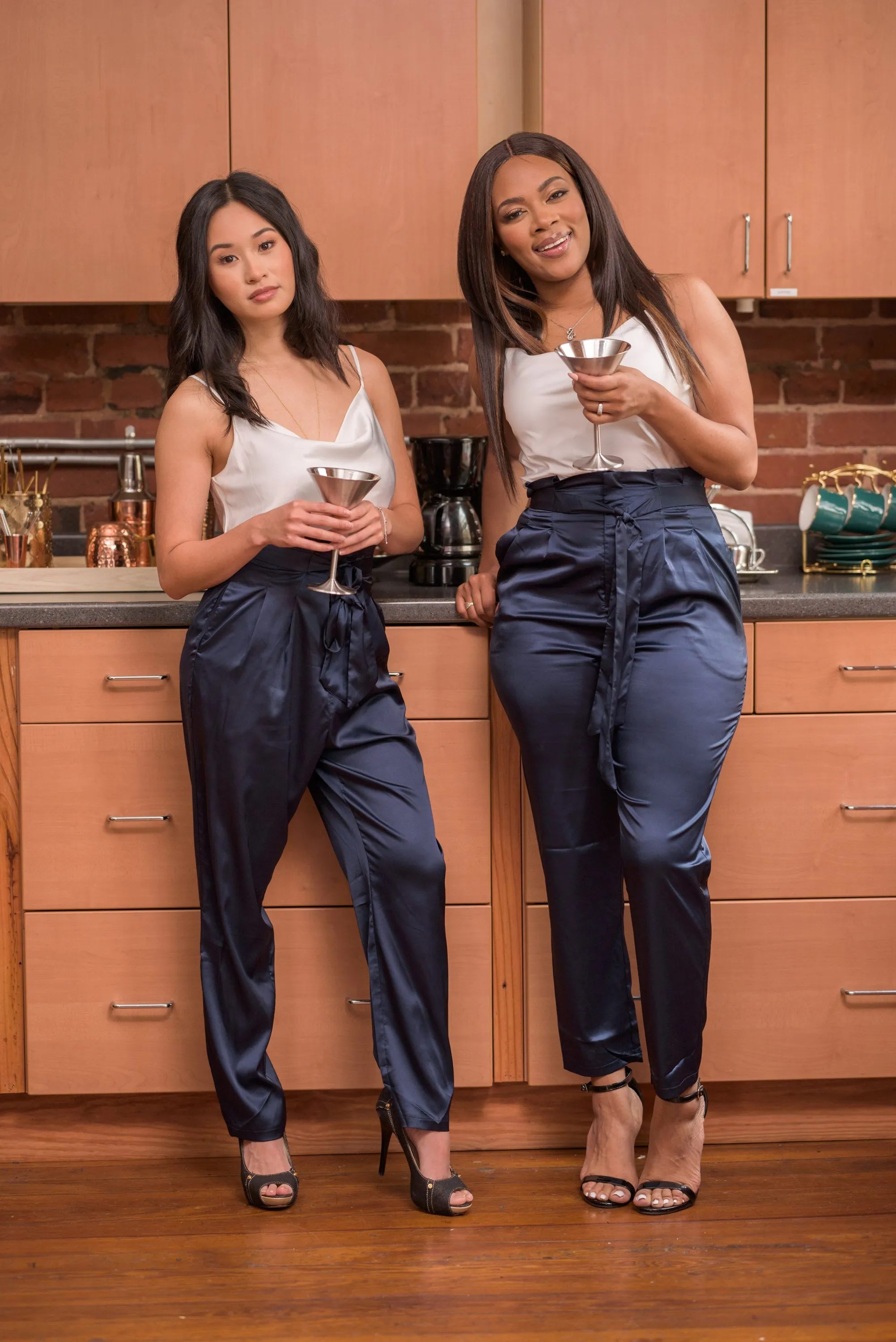 Nia Navy Blue Satin Pants