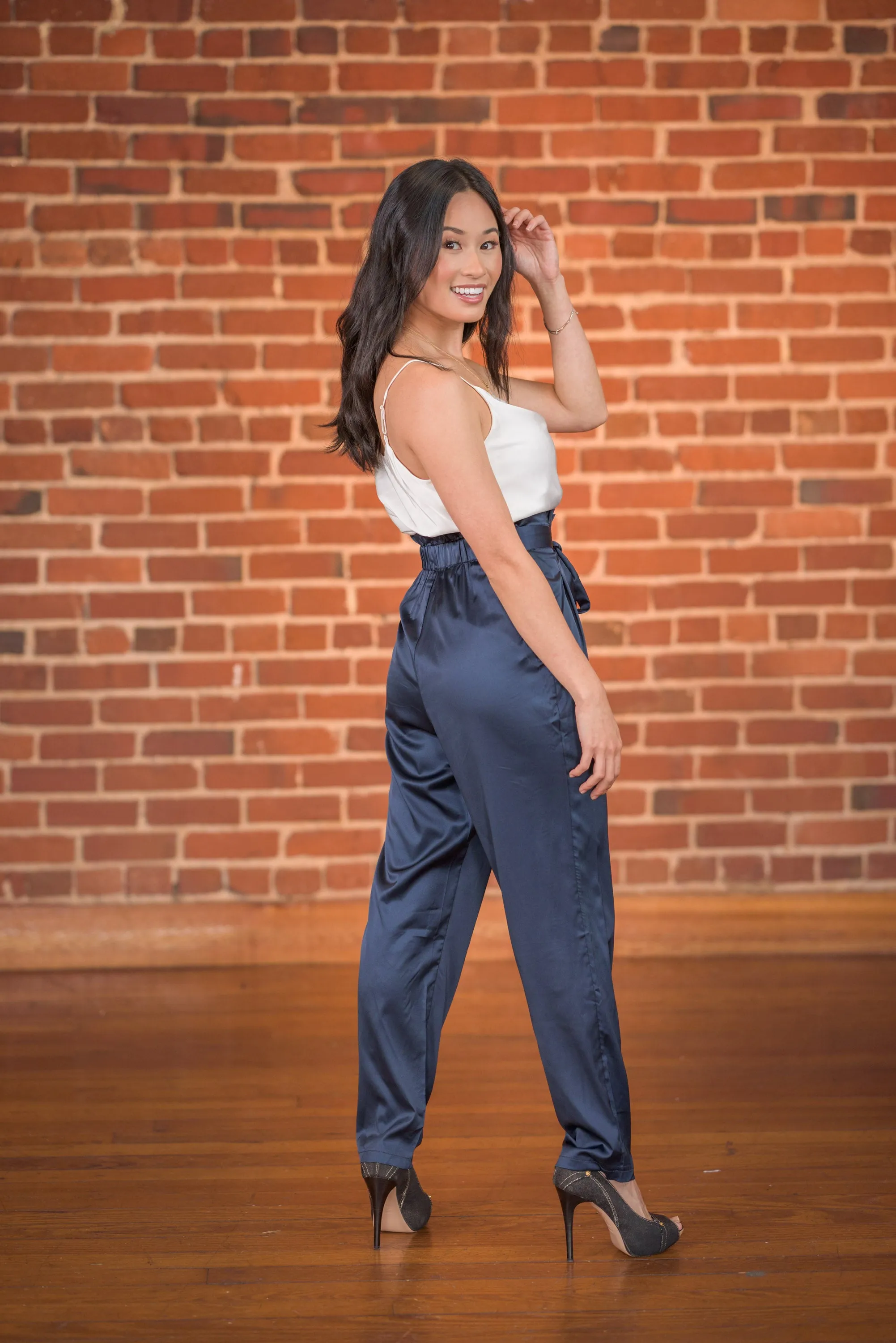 Nia Navy Blue Satin Pants