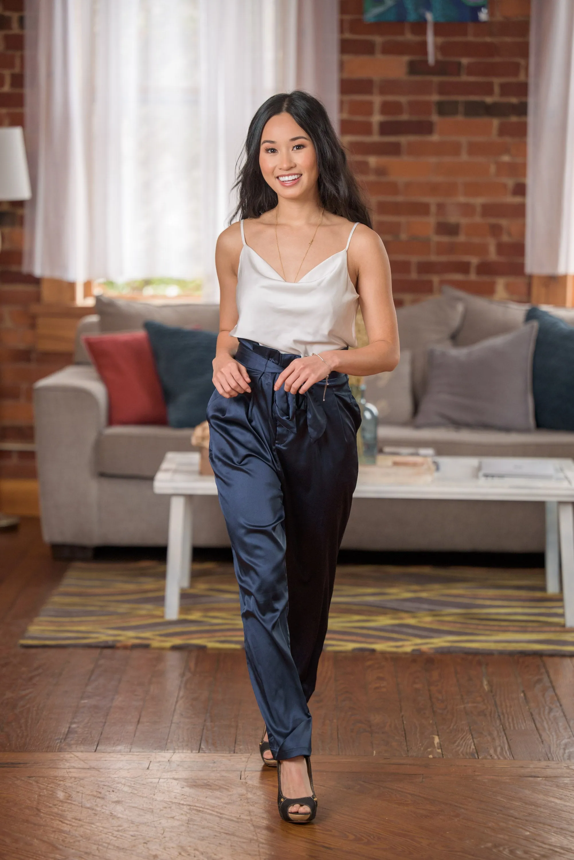 Nia Navy Blue Satin Pants