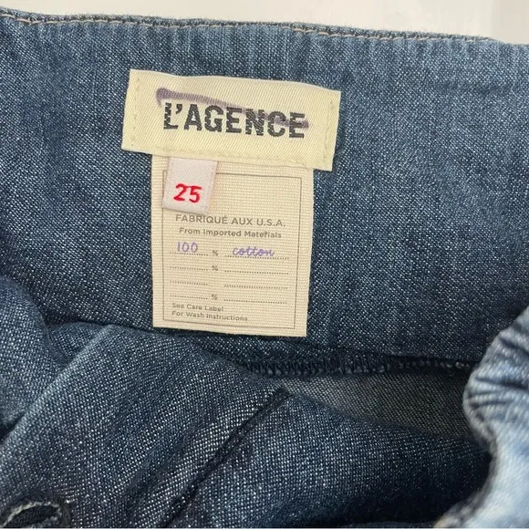 NWOT L’Agence Violette High Rise Paper Bag Waist Tapered Leg Denim Jeans Size 25