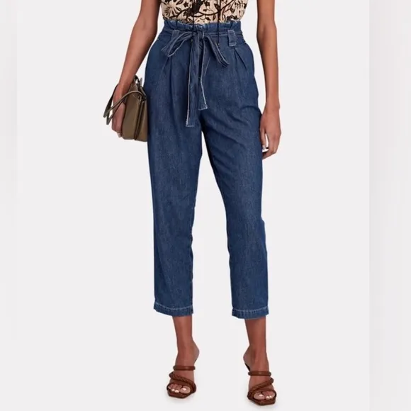NWOT L’Agence Violette High Rise Paper Bag Waist Tapered Leg Denim Jeans Size 25