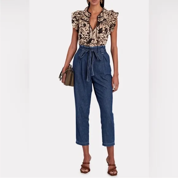 NWOT L’Agence Violette High Rise Paper Bag Waist Tapered Leg Denim Jeans Size 25