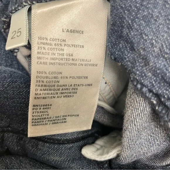 NWOT L’Agence Violette High Rise Paper Bag Waist Tapered Leg Denim Jeans Size 25