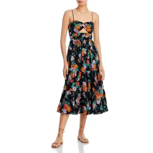 NWT AQUA Exclusive Floral Cutout Tiered Sleeveless‎ Boho Midi Dress Sz XS