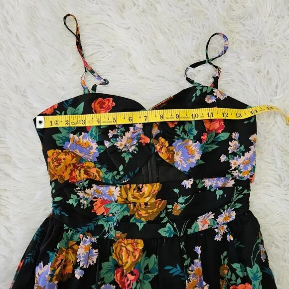 NWT AQUA Exclusive Floral Cutout Tiered Sleeveless‎ Boho Midi Dress Sz XS