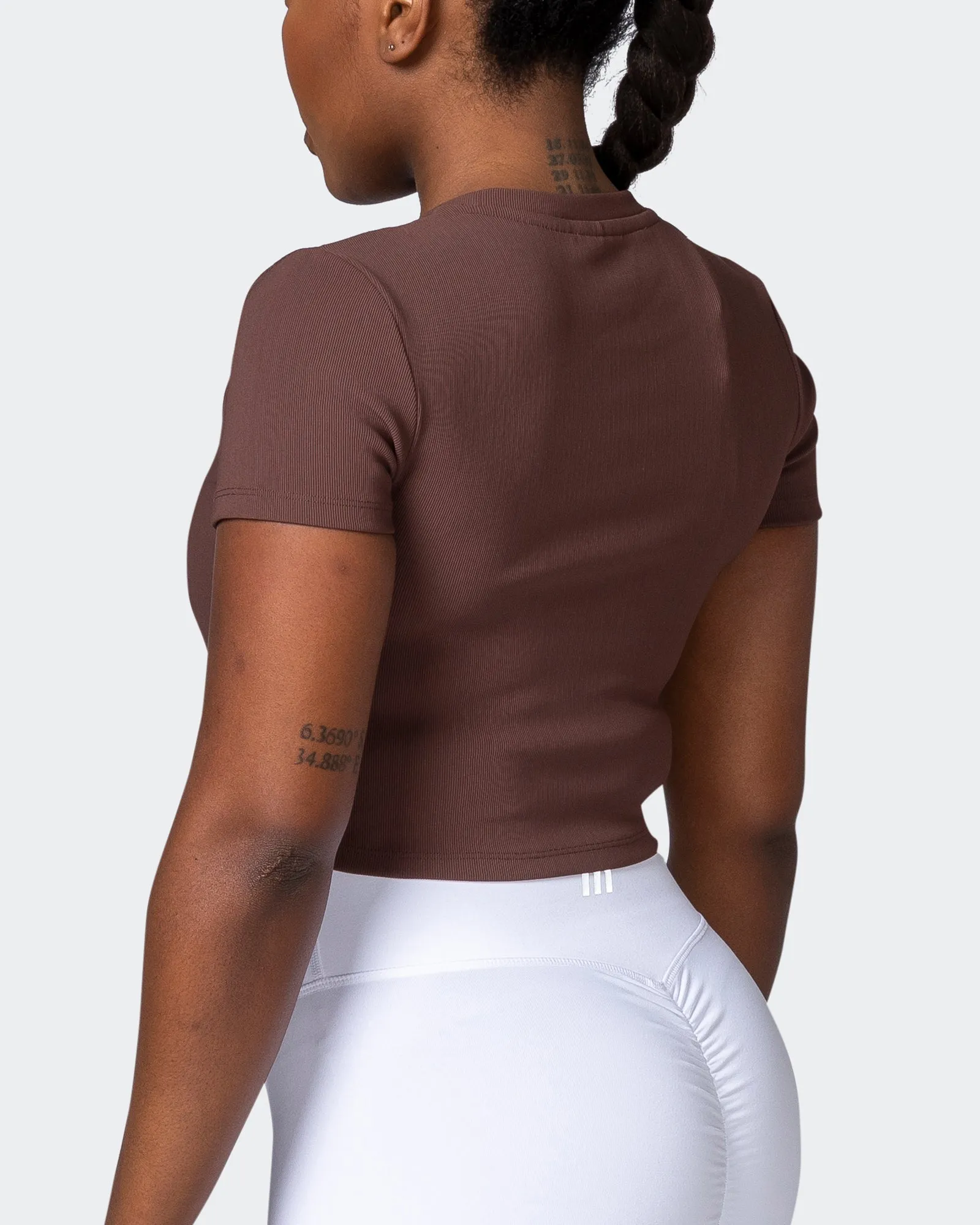 Off Duty Rib Cropped Tee - Coffee