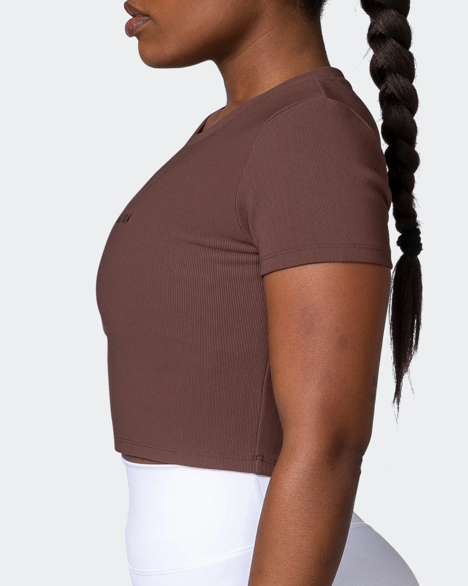 Off Duty Rib Cropped Tee - Coffee