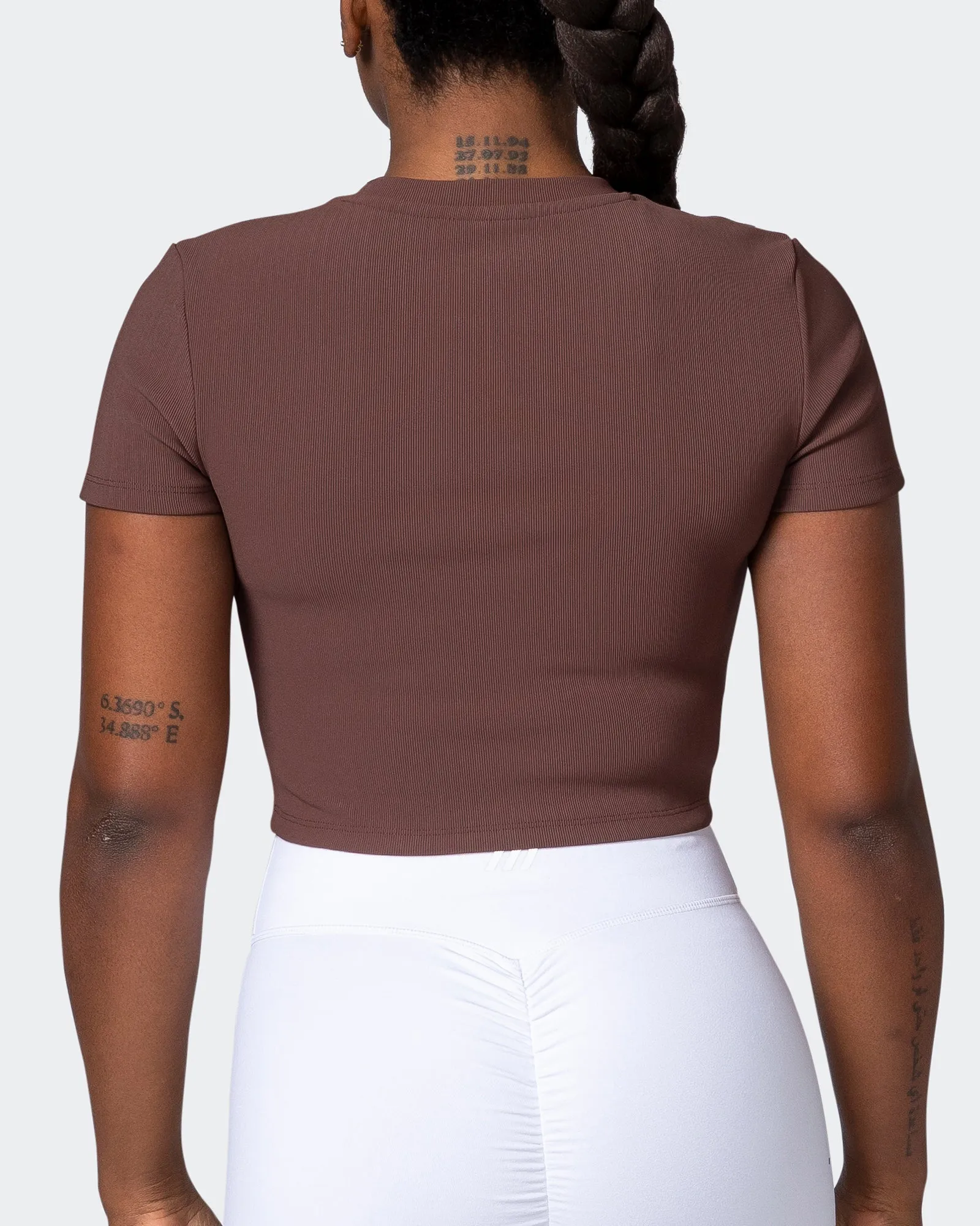 Off Duty Rib Cropped Tee - Coffee