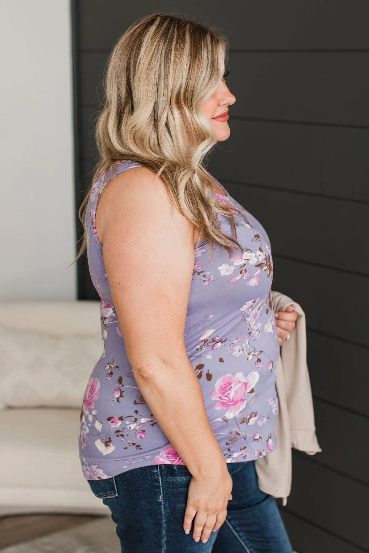 Offer Me The World Floral Tank Top- Lavender
