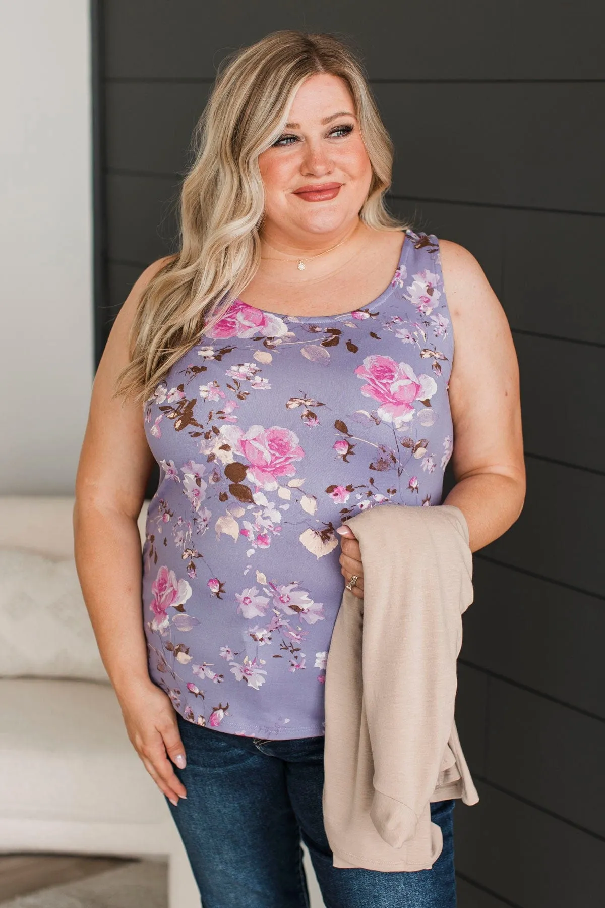 Offer Me The World Floral Tank Top- Lavender