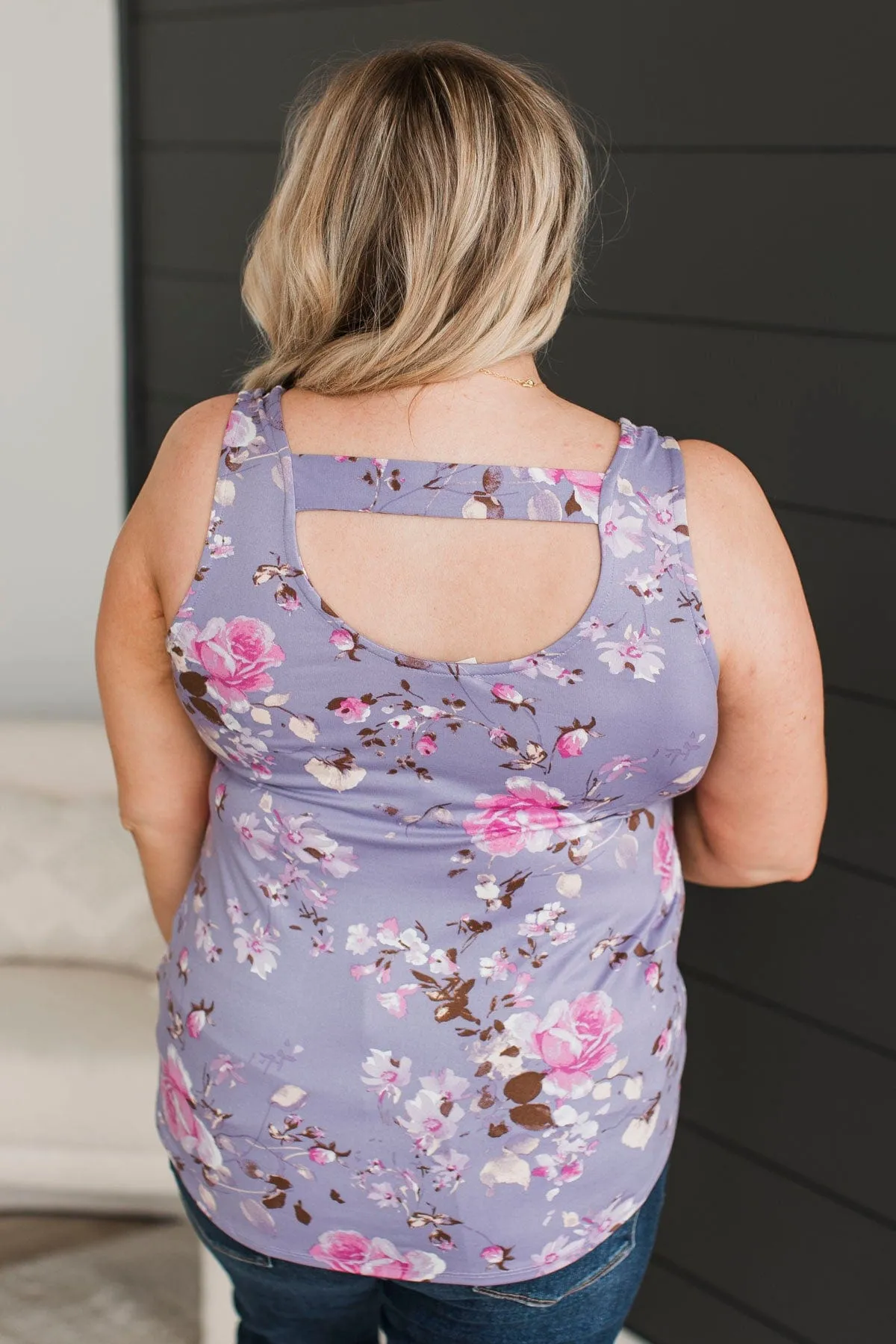 Offer Me The World Floral Tank Top- Lavender