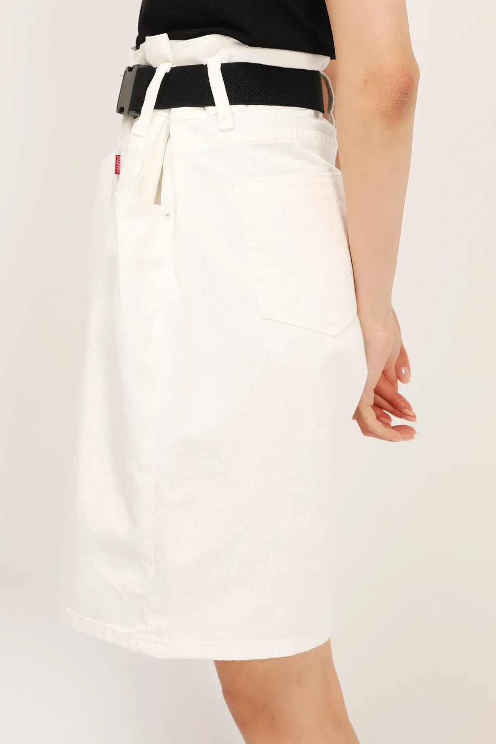 Olive Paperbag Waist Belted Shorts