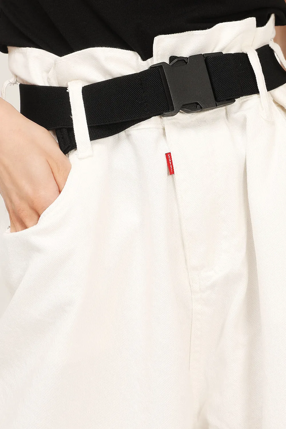 Olive Paperbag Waist Belted Shorts