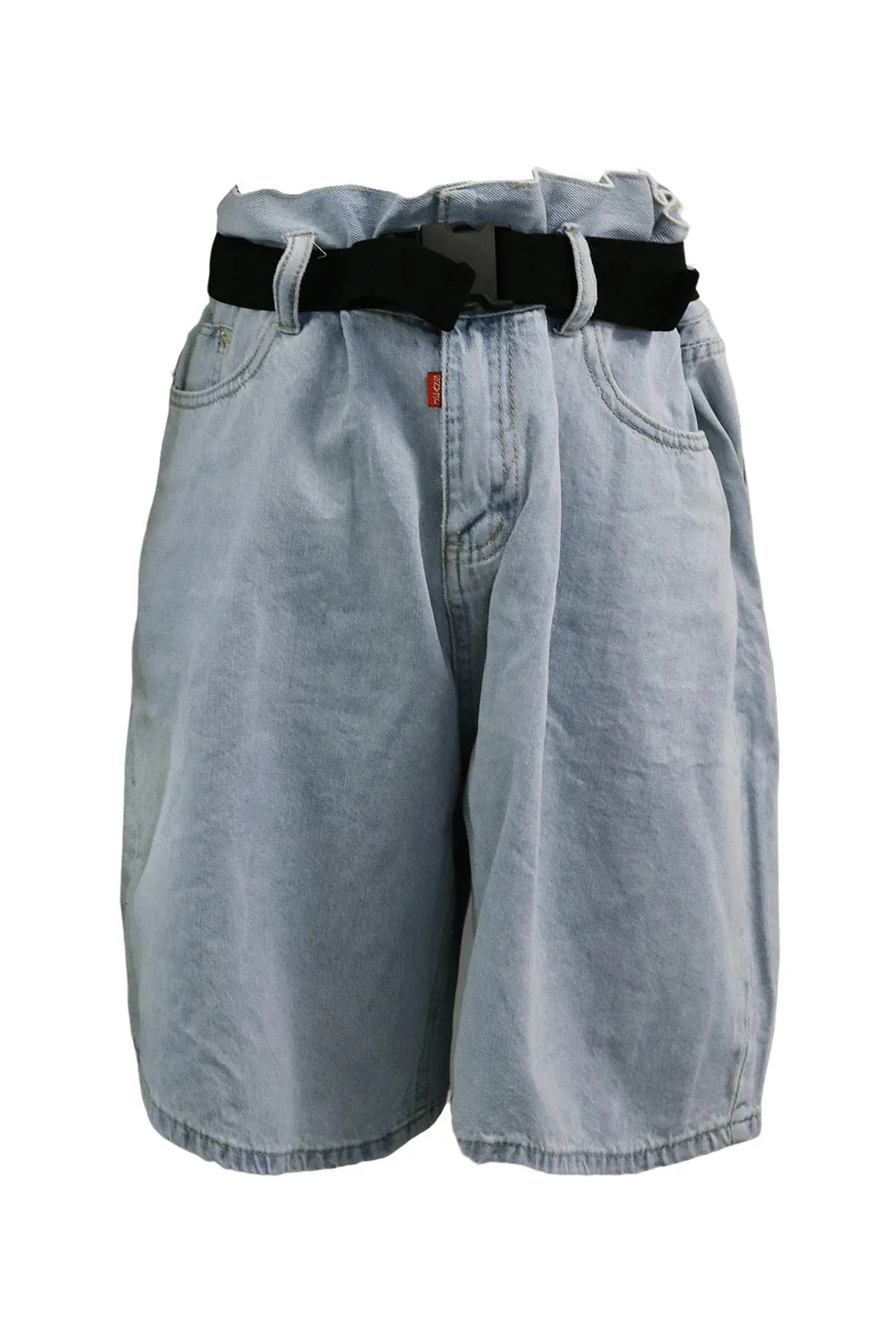 Olive Paperbag Waist Belted Shorts